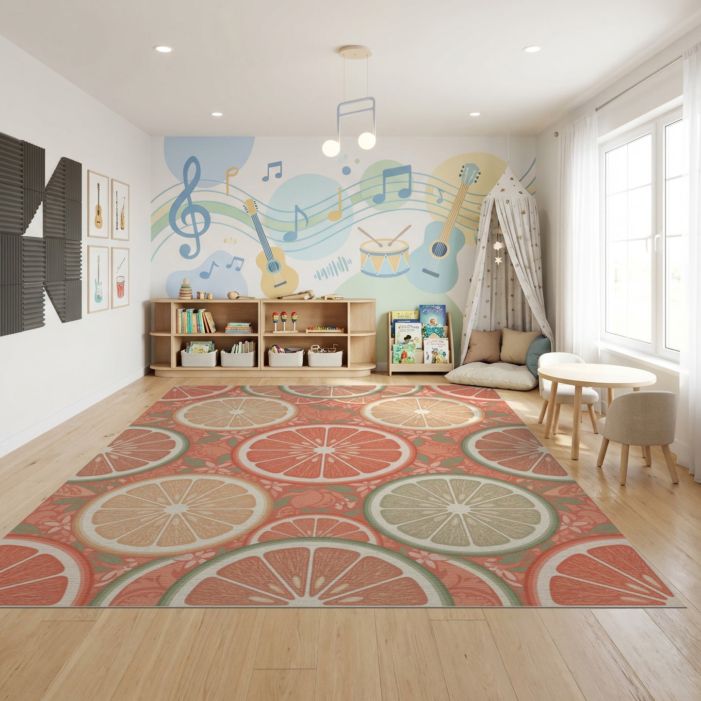 Warm Peach Orange Slices Pattern Rug