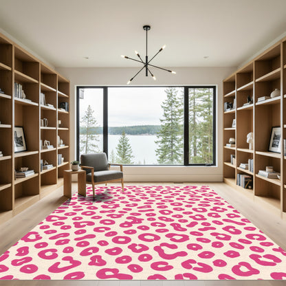 Bright Pink Leopard Spotty Rug