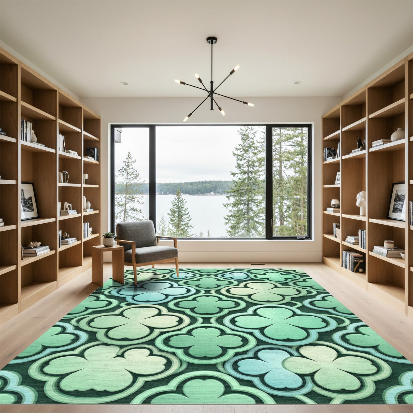 Dimensional Clover quatrefoil Mint Jade Rug