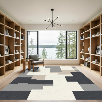Abstract Geometric Block Arrangement Rug