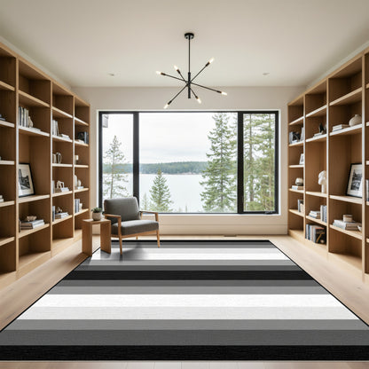 Monochromatic Grayscale Horizontal Stripe Rug