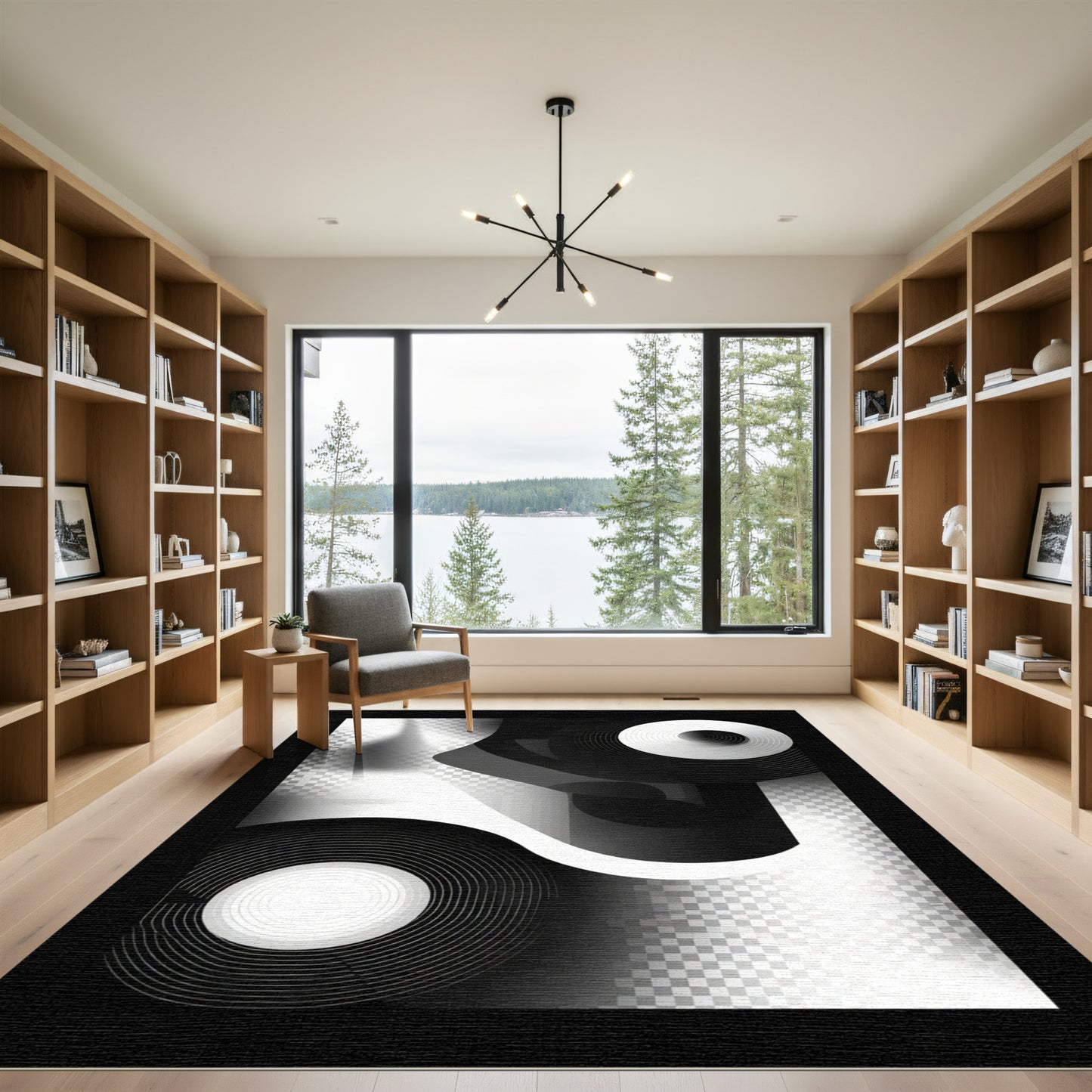 Monochromatic Geometric Circles and Grids Rug