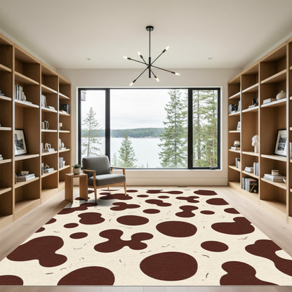 Brown Irregular Spots Cream Background Rug