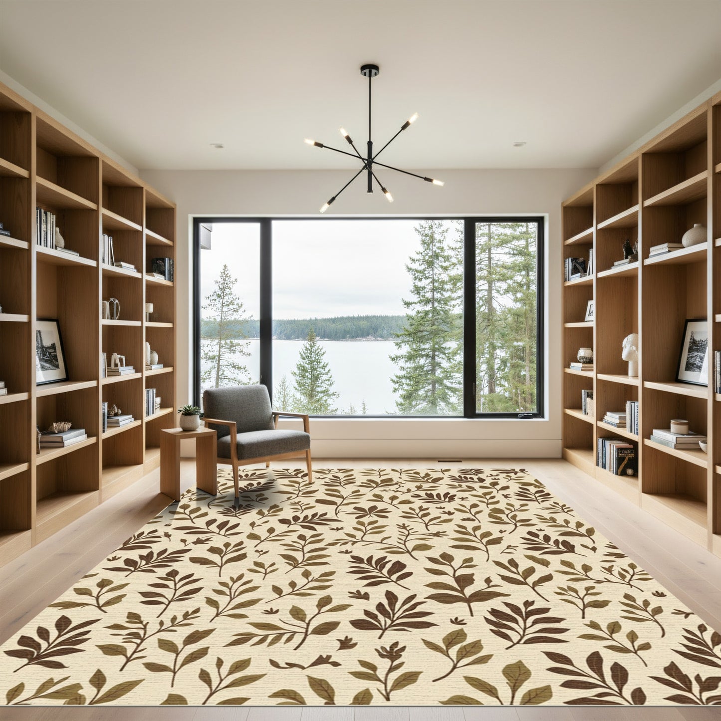 Earth Tones Botanical Branch Pattern Rug