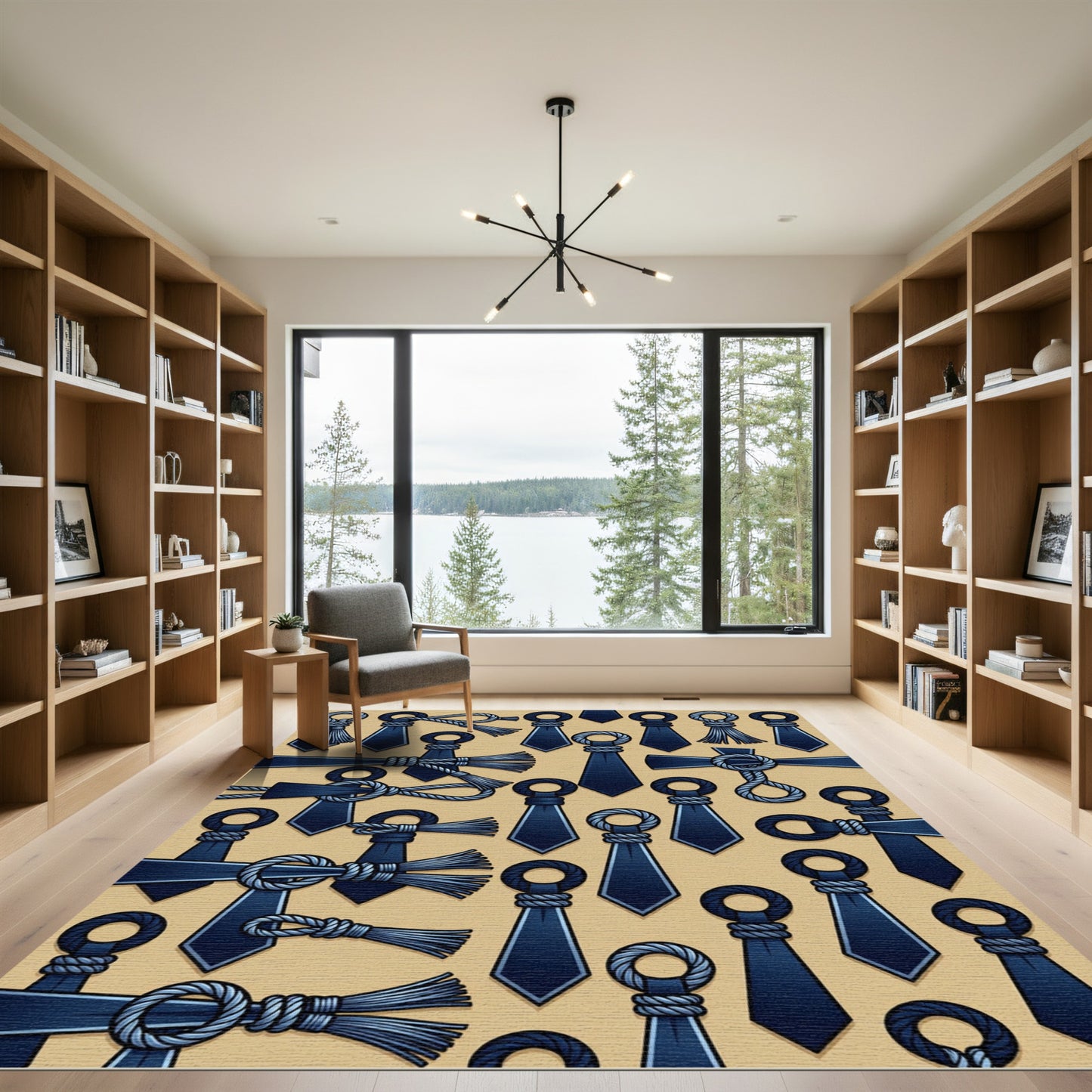 Navy Blue Rope Knot Composition Rug