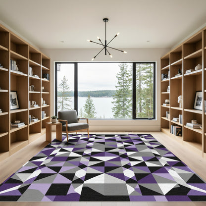 Purple Gray White Geometric Fragment Rug