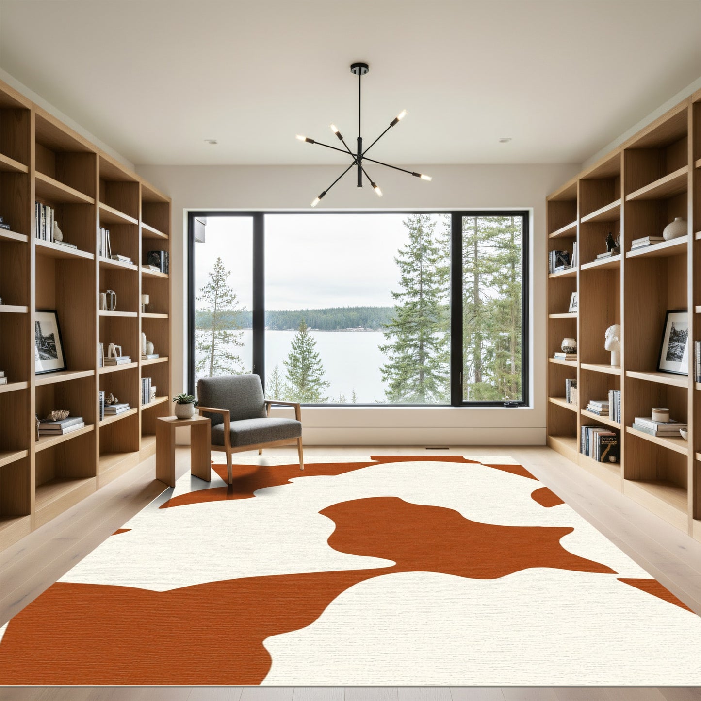 Brown and Cream Abstract Spots Rug