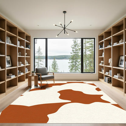 Brown and Cream Abstract Spots Rug