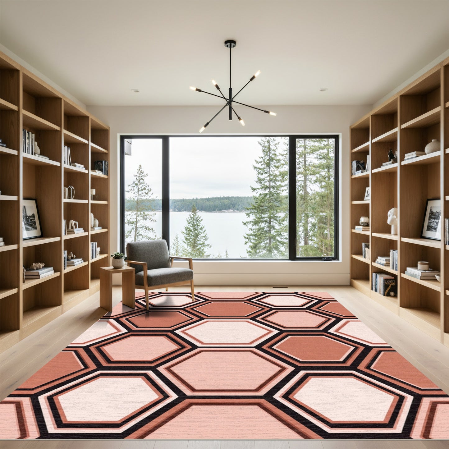Terracotta Deep Hexagon Layered Weave Rug