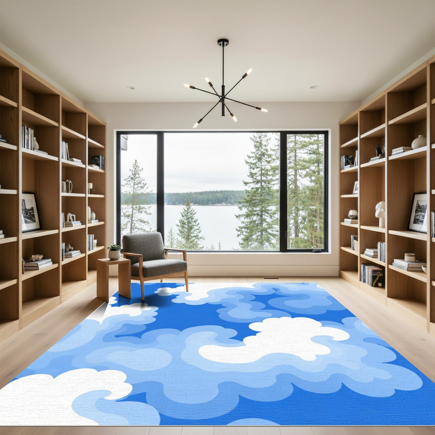 Bright Sky Layered Cloud Forms Rug