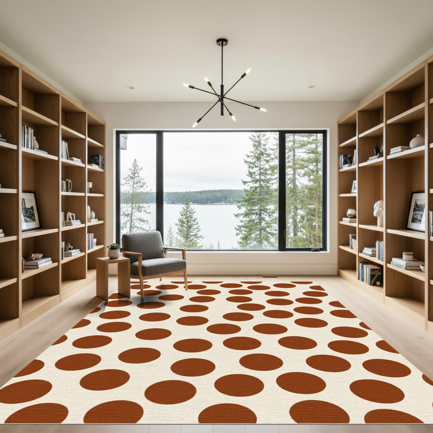 Warm Brown Polka Dot Scatter Rug