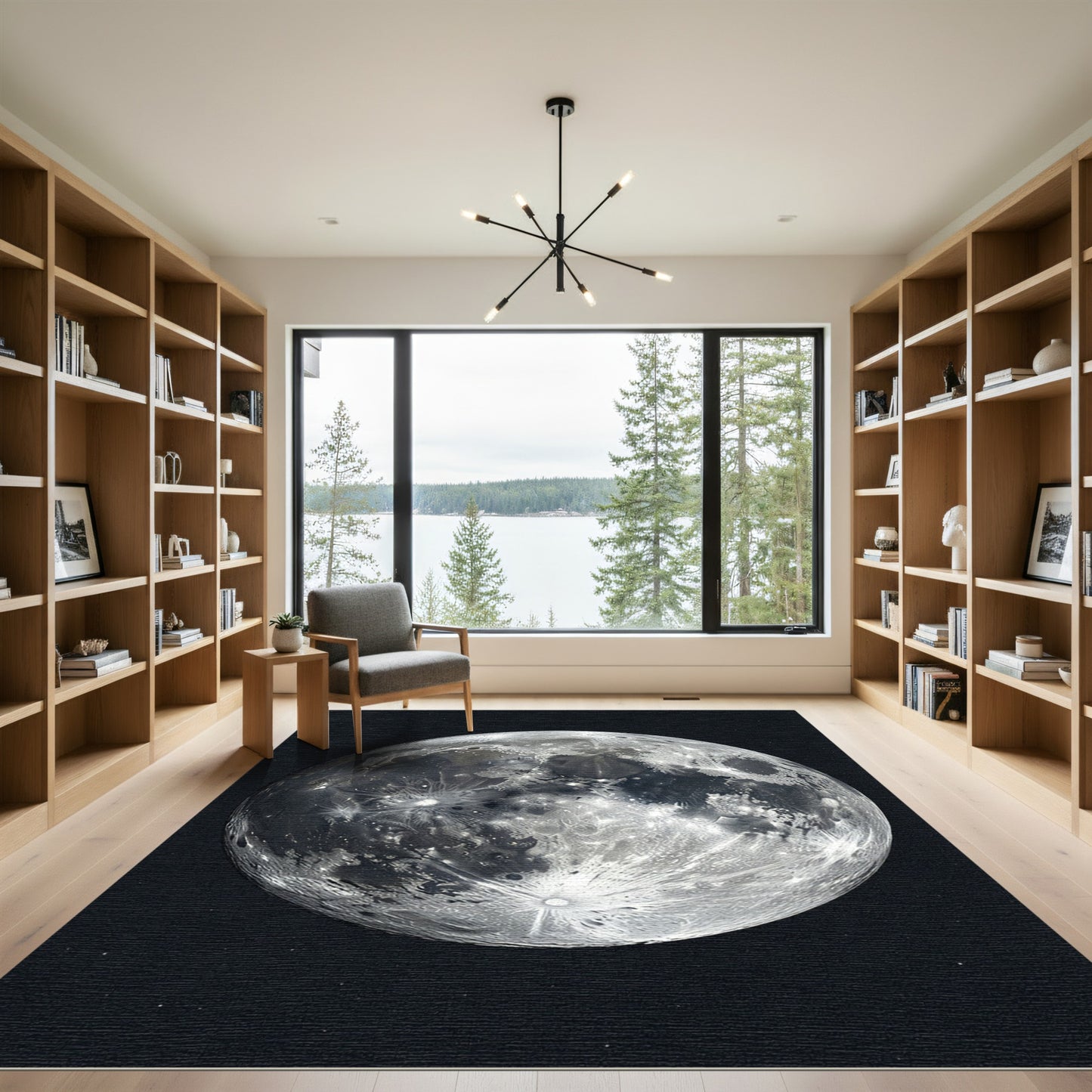 Shimmering Celestial Full Moon Lunar Crater Rug