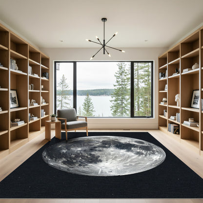 Shimmering Celestial Full Moon Lunar Crater Rug