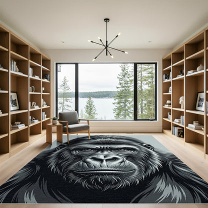 Intense Silver Gorilla Portrait Rug