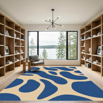 Abstract Blue Organic Shapes Rug
