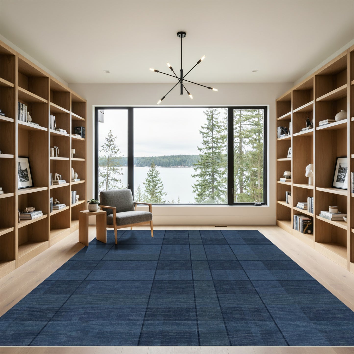 Deep Blue Tile Rectangle Rug