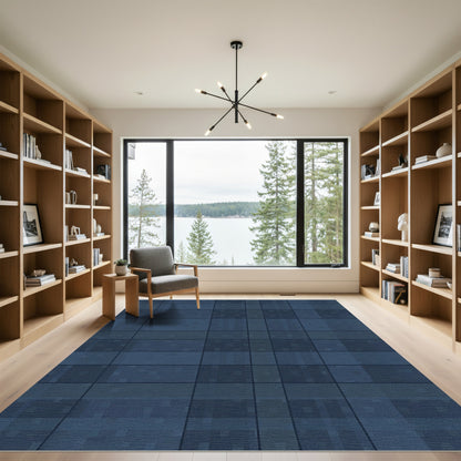 Deep Blue Tile Rectangle Rug