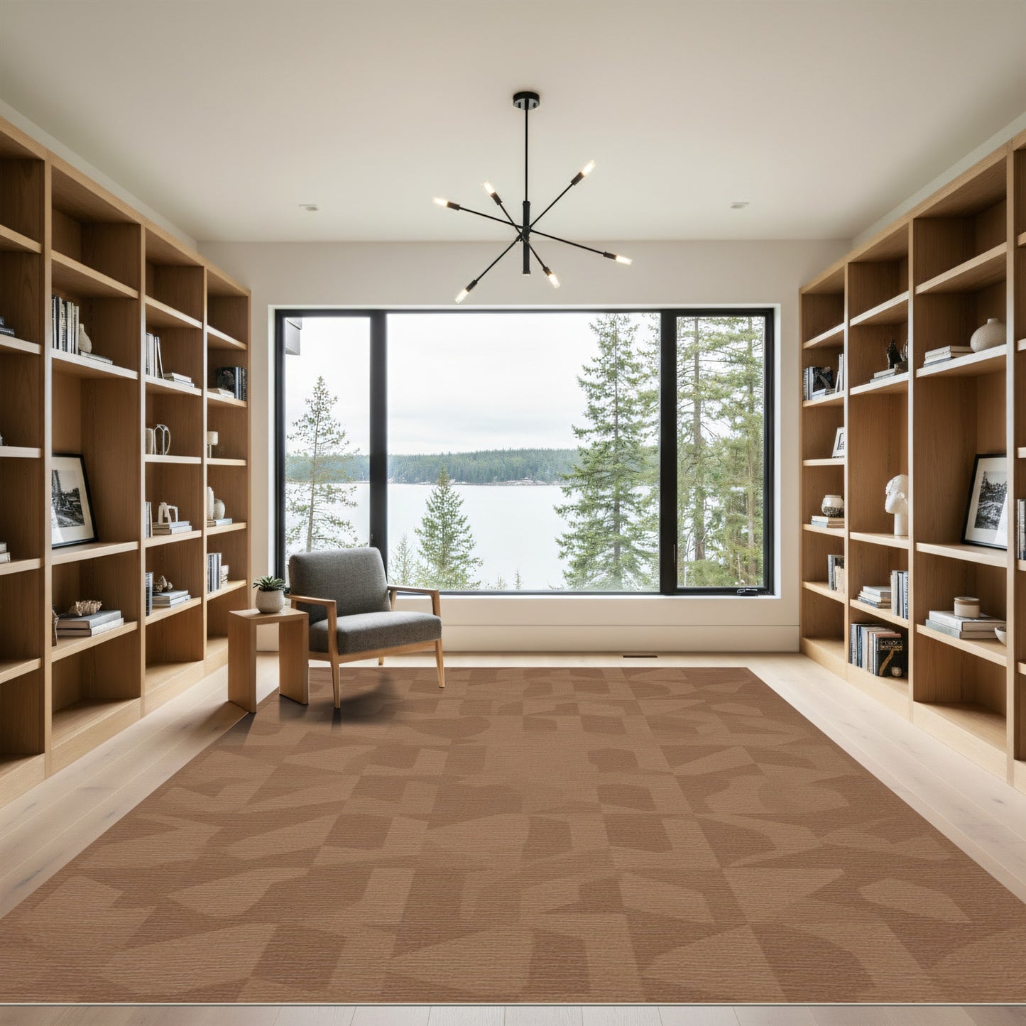 Brown Abstract Geometric Shading Rug