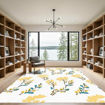 Golden Yellow Branch Blossoms Rug