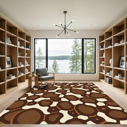 Organic Brown Cream Pebble Cluster Rug