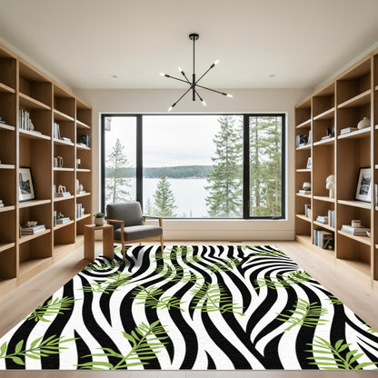 Zebra Fern Leaf Pattern Rug
