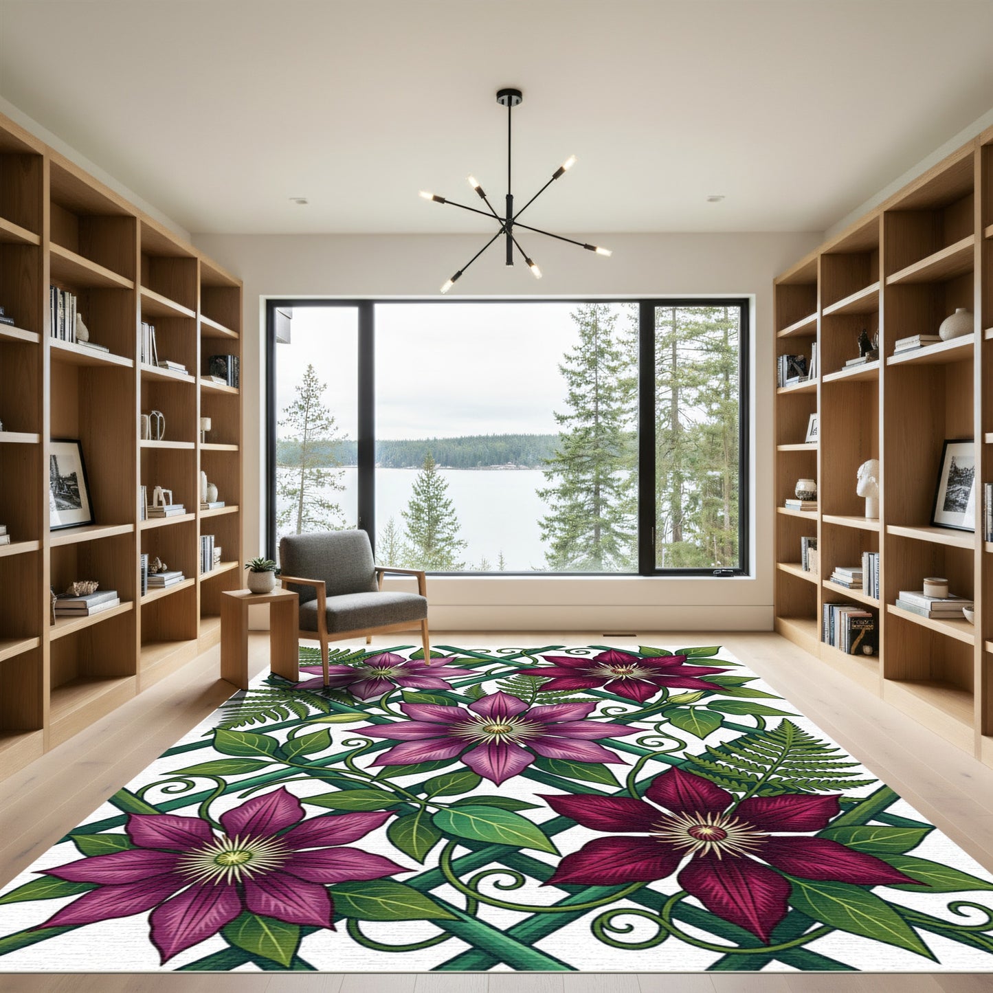 Deep Plum Clematis Garden Trellis Rug