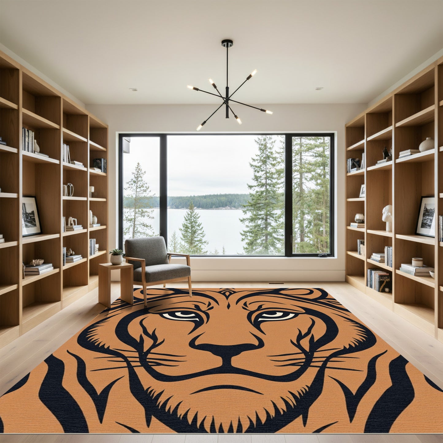 Bold Orange Tiger Face Close Up Rug