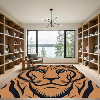 Bold Orange Tiger Face Close Up Rug