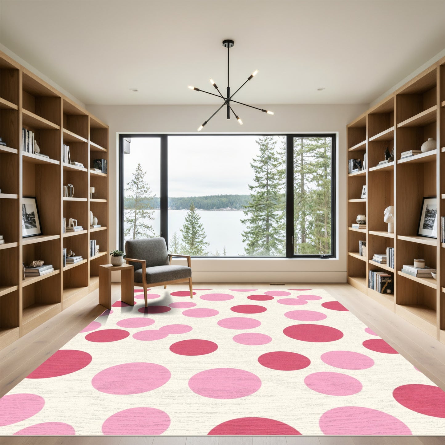 Pink Crimson Dot Scatter Rug