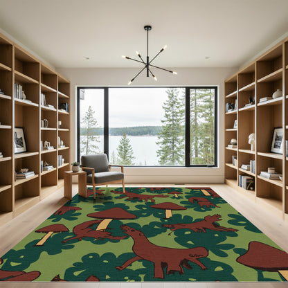 Brown Woodland Creatures Mushroom Forest Rug