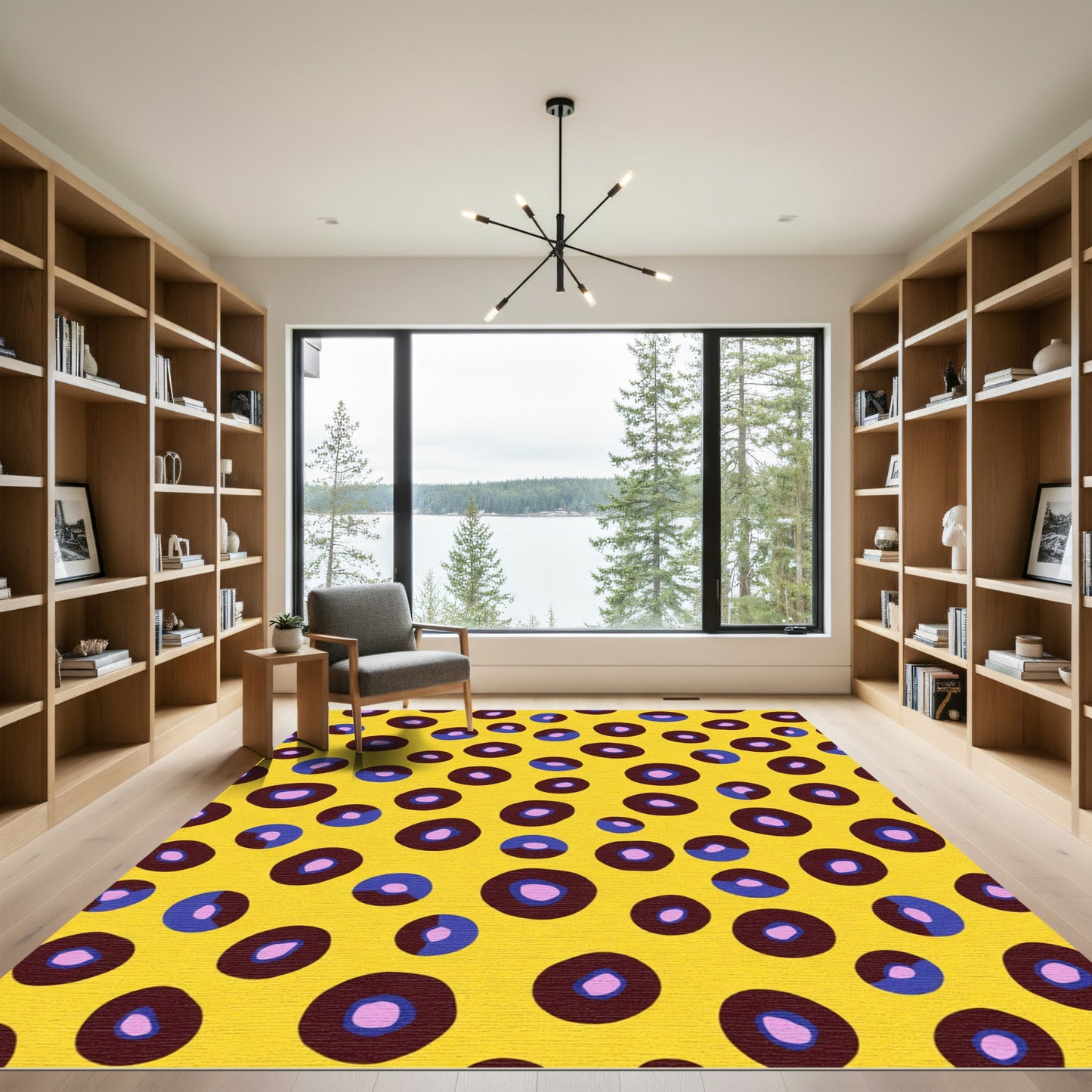 Bold Yellow Scattered Circles Rug