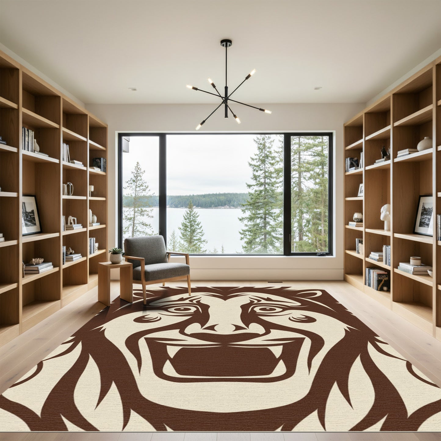 Brown Lion Face Majestic Roaring Art Rug