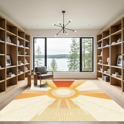 Radiant Sunset Sunburst Rays Rug