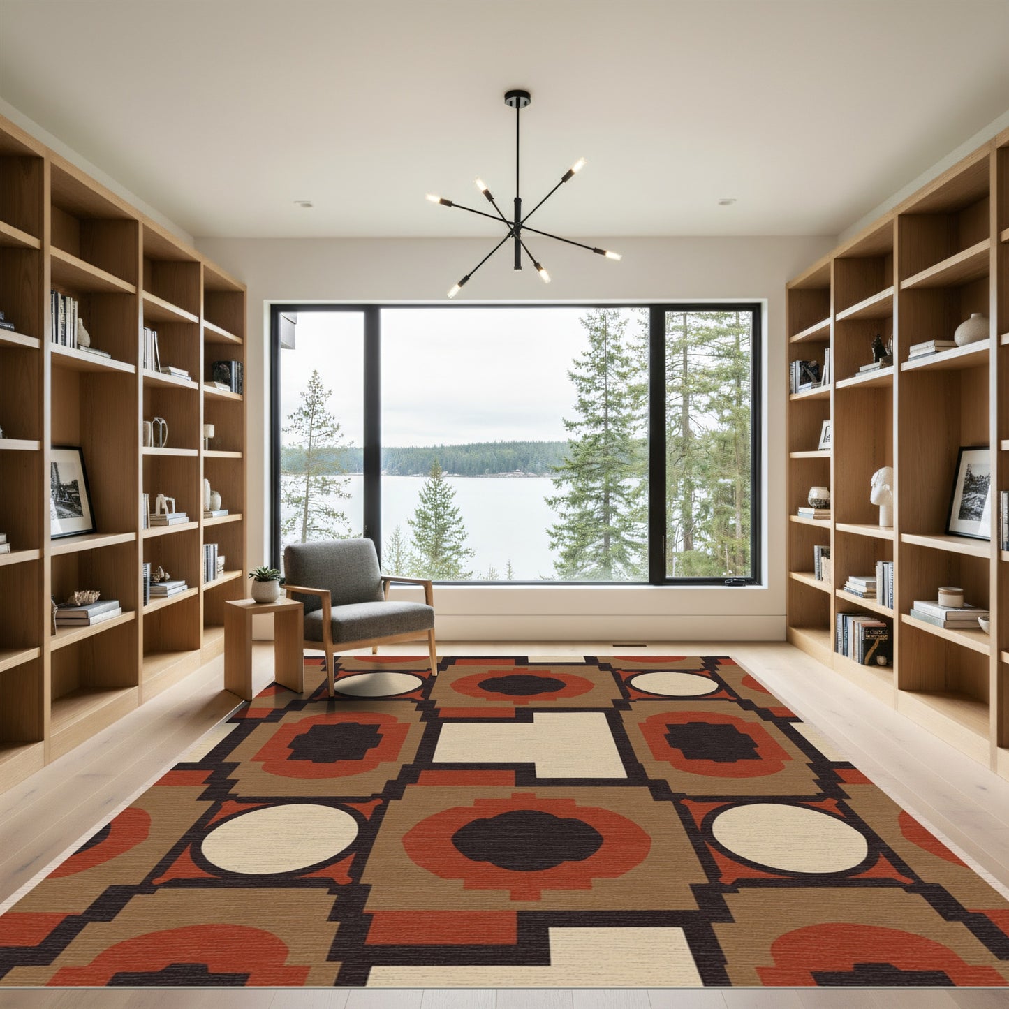 Earth Tones Geometric Medallion Rug