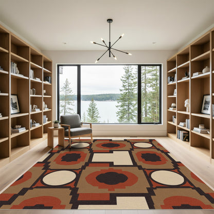 Earth Tones Geometric Medallion Rug