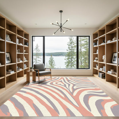 Soft Peach Zebra Wave Rug