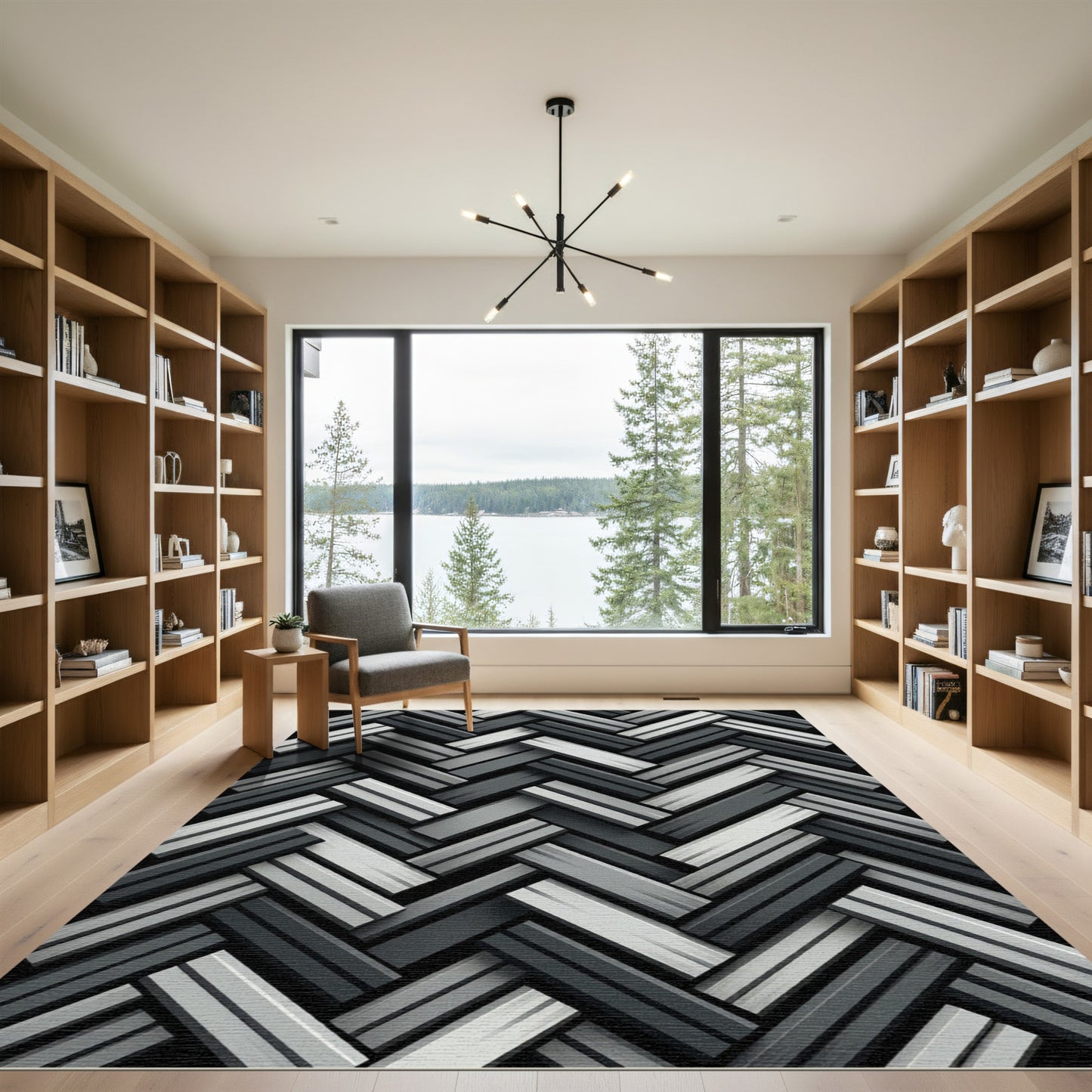 Monochromatic Gray Herringbone Weave Rug