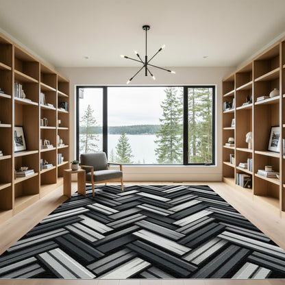 Monochromatic Gray Herringbone Weave Rug