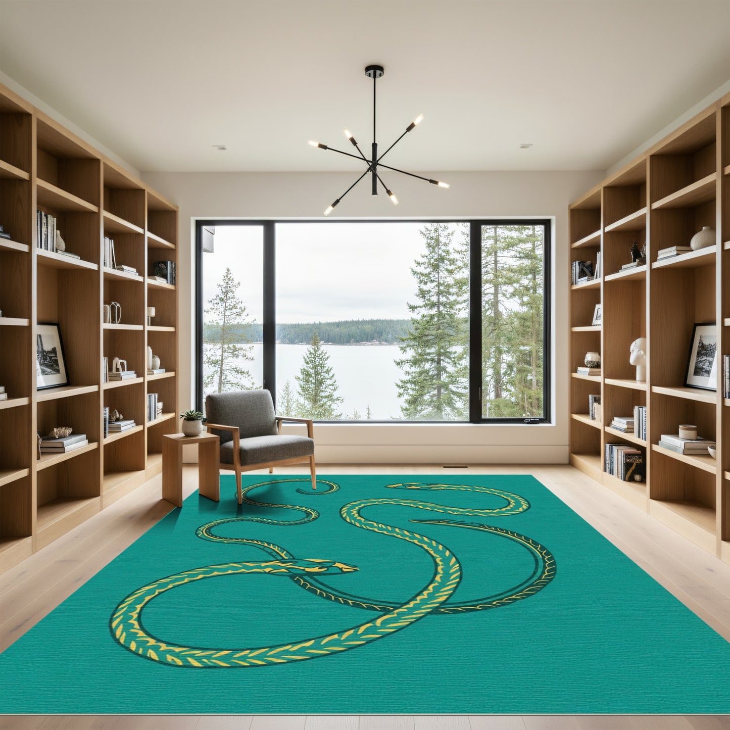 Teal Yellow Serpent Coil Rug