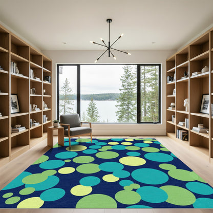 Teal Lime Bubble Cluster Rug