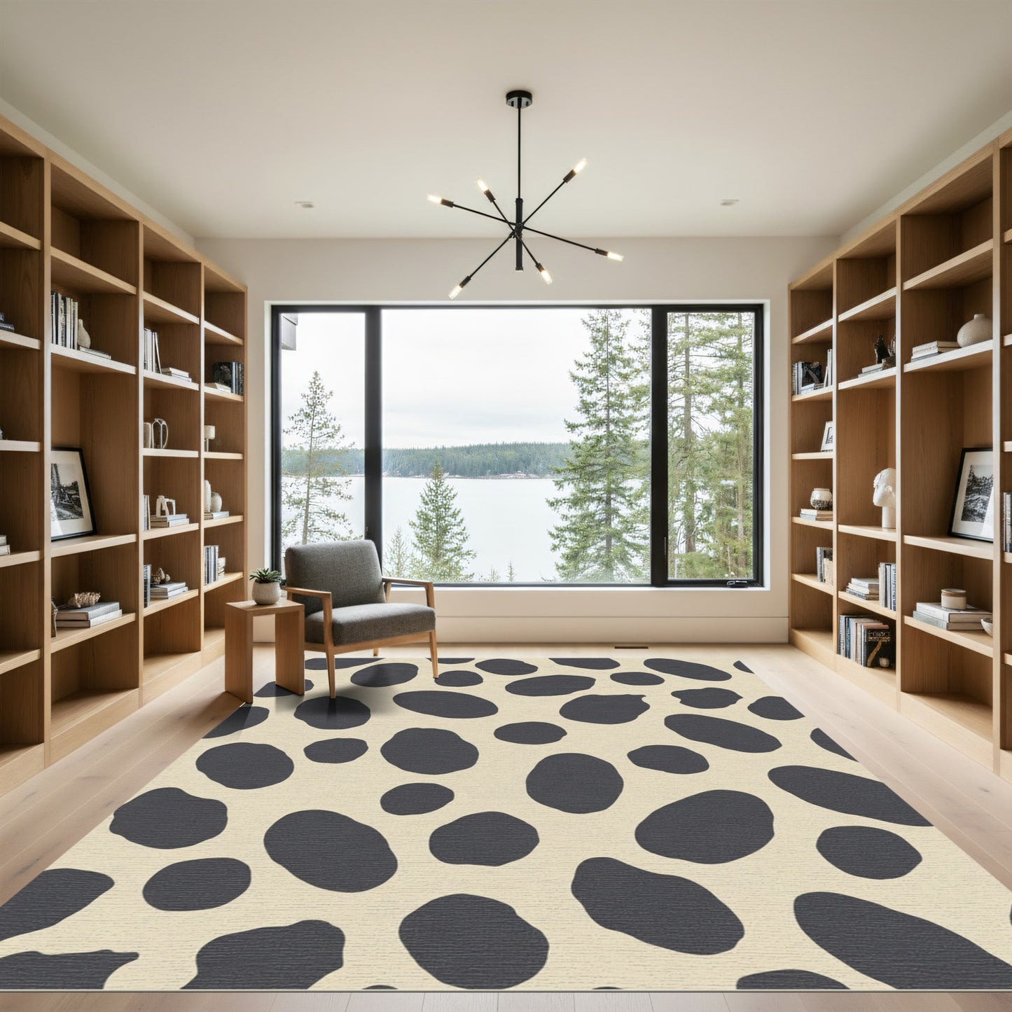 Modern Charcoal Spotted Cream Rug