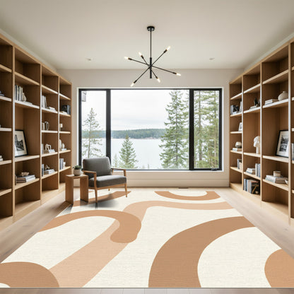 Abstract Earthy Tone Swirl Rug