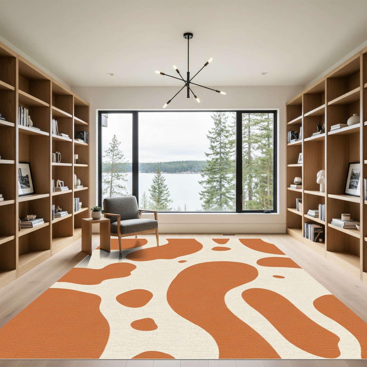 Terracotta Cream Abstract Spots Rug