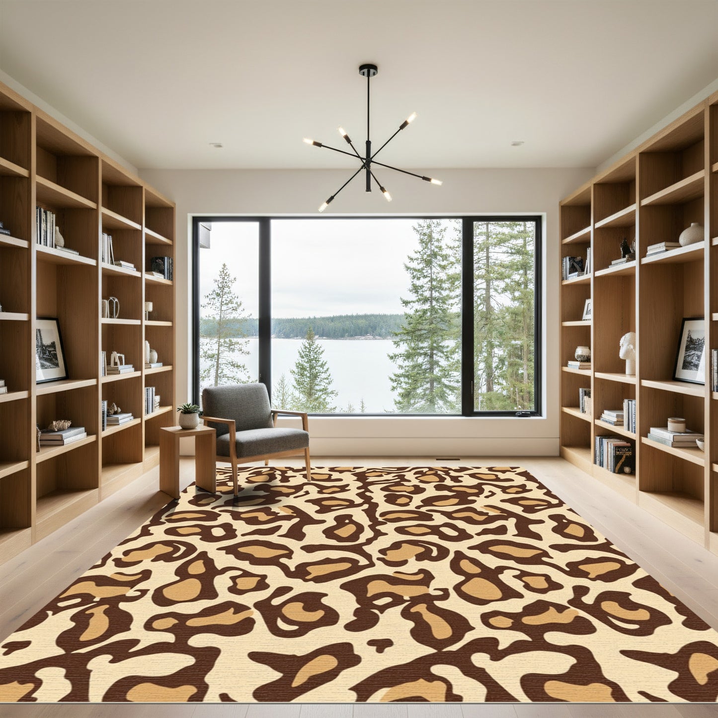 Bold Tan Leopard Spots Rug