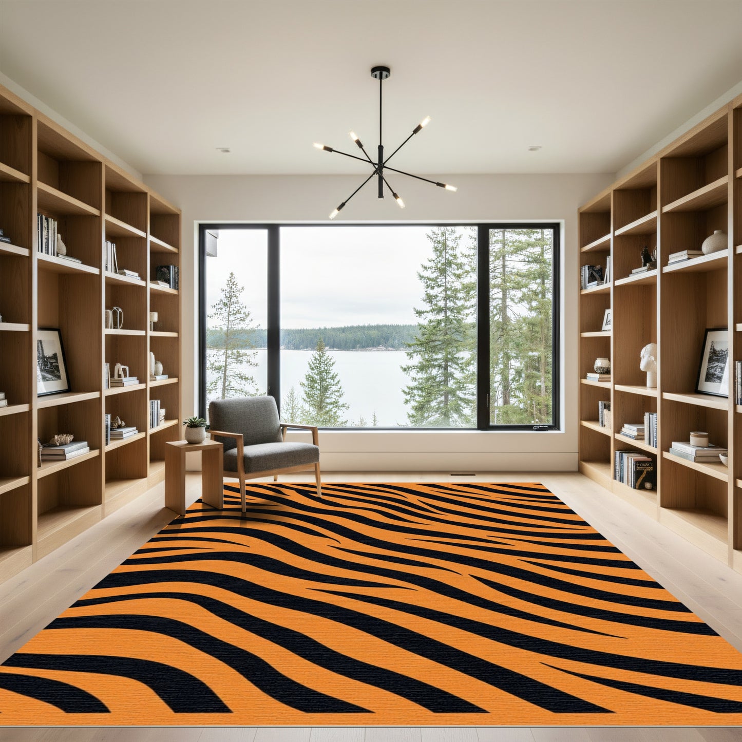 Fierce Orange Black Animal Stripes Rug