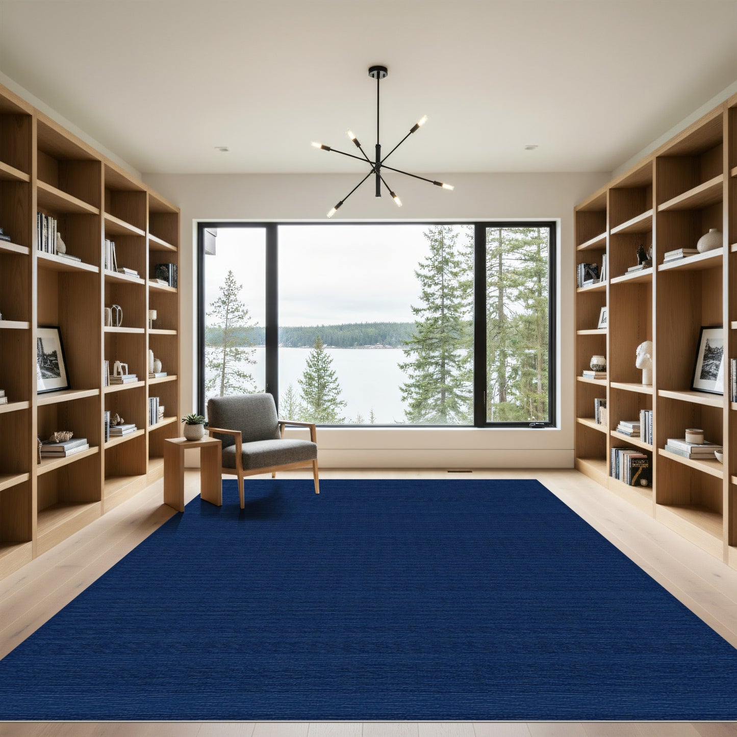 Deep Navy Textured Stripe Rug
