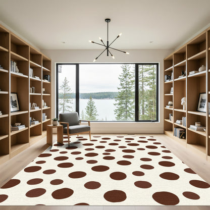 Brown Dalmatian Spots Circles Rug