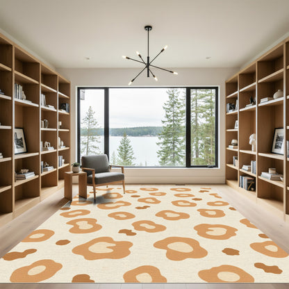 Earthy Tan Leopard Spots Rug