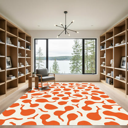 Orange Organic Blob Scatter Rug