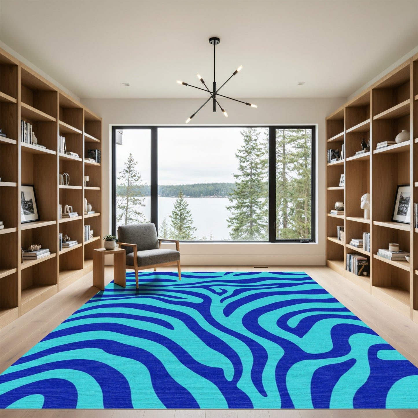 Bright Blue Zebra Stripes Rug
